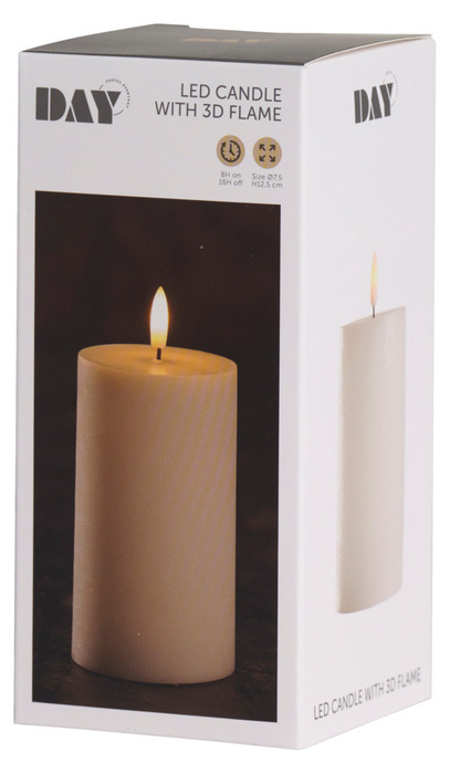 Kubbelys med 3D LED-flamme H12,5 cm